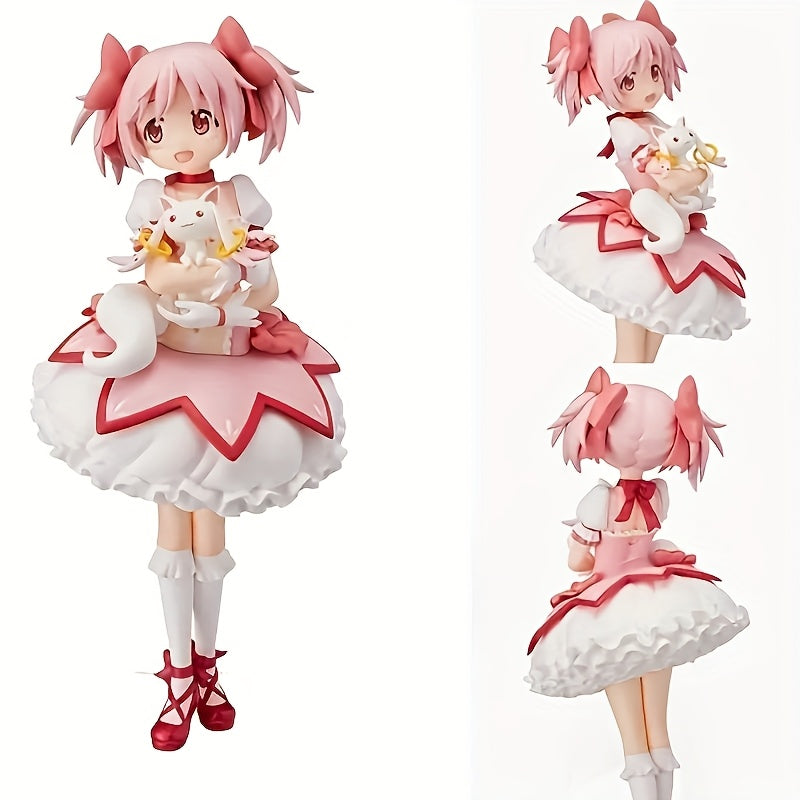 Cute Anime Girl Figurine with Cat - Collectible Statue for Desk & Car Decor, Ideal Gift for Anime Fans
