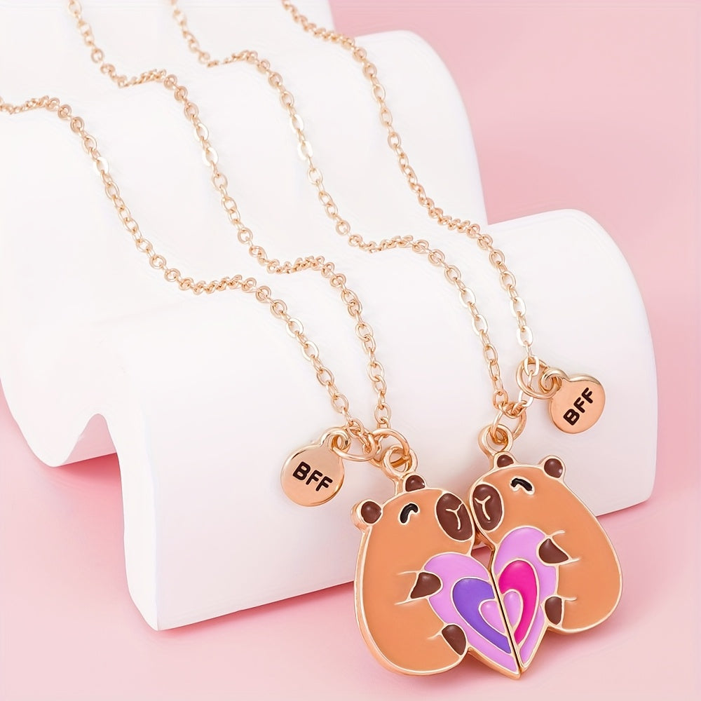Two Cute Kawaii Capybara Love BFF Fashion Necklaces