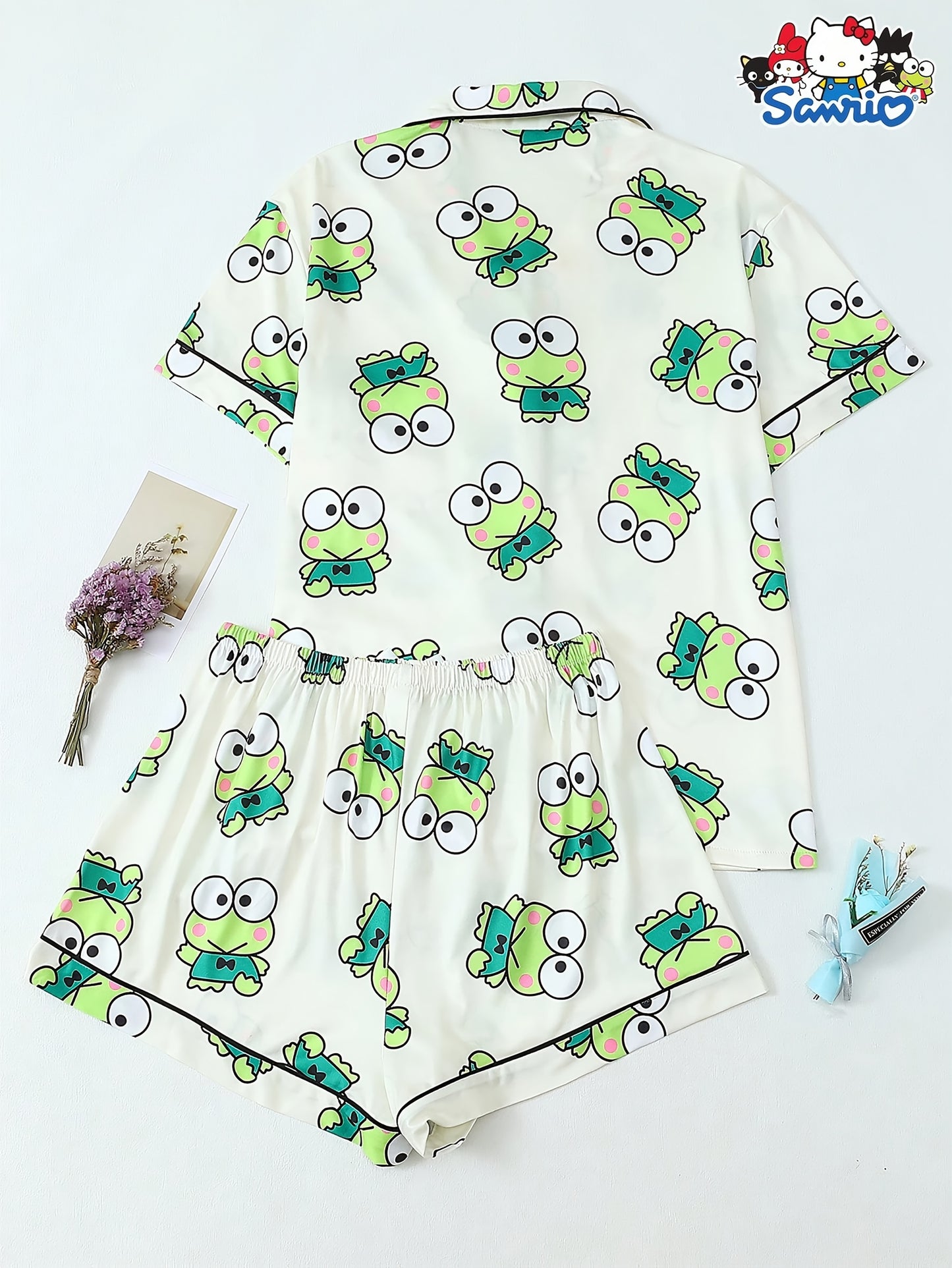 Sanrio Kawaii Frog Pajama Set for Women