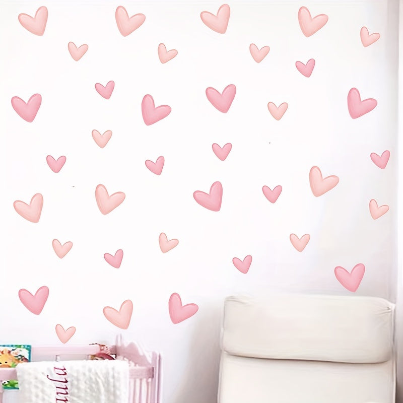 60 Pink Heart Cute Wall Paper/Stickers, Bedroom Wall Decals Bedroom