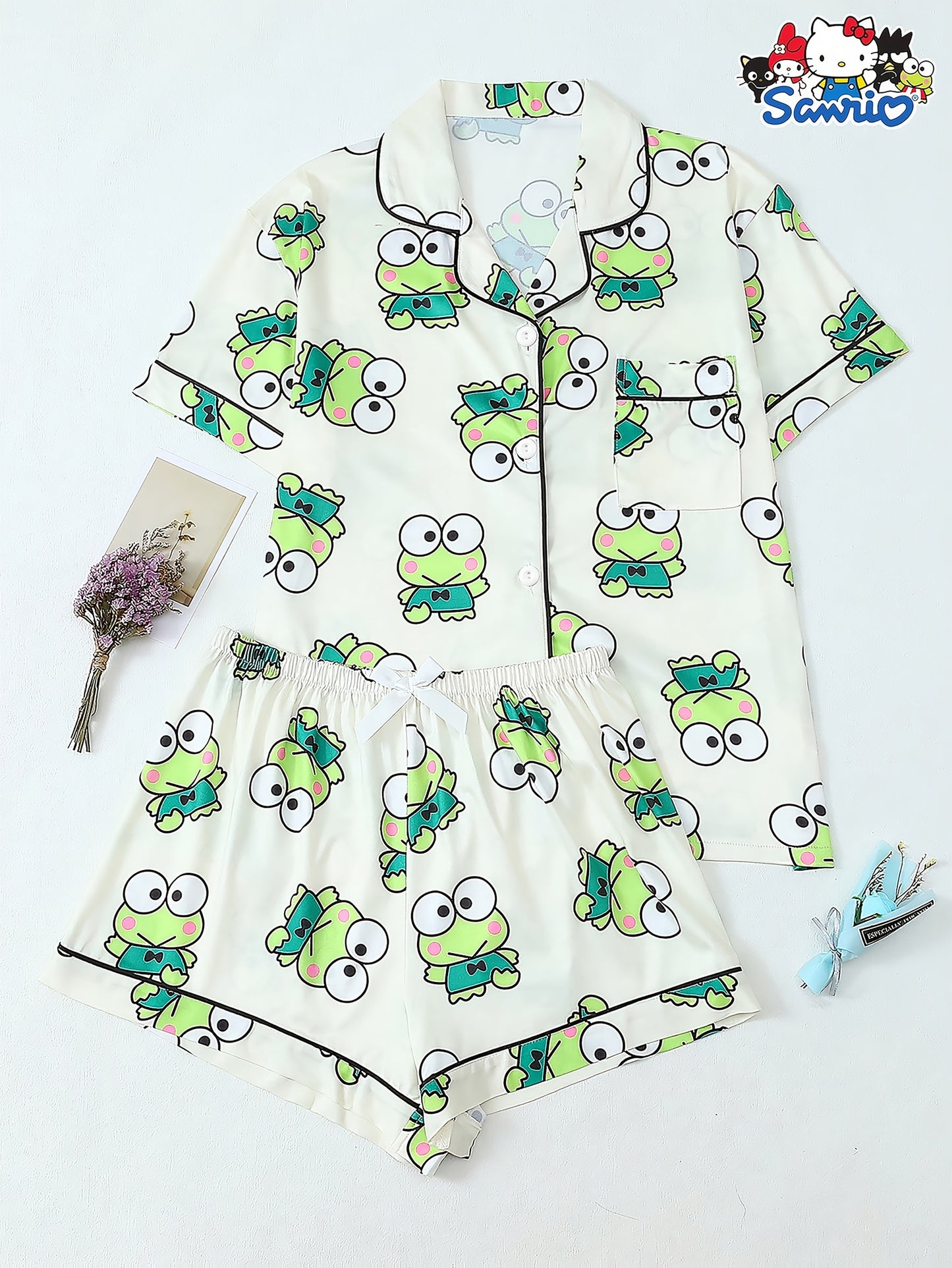 Sanrio Kawaii Frog Pajama Set for Women