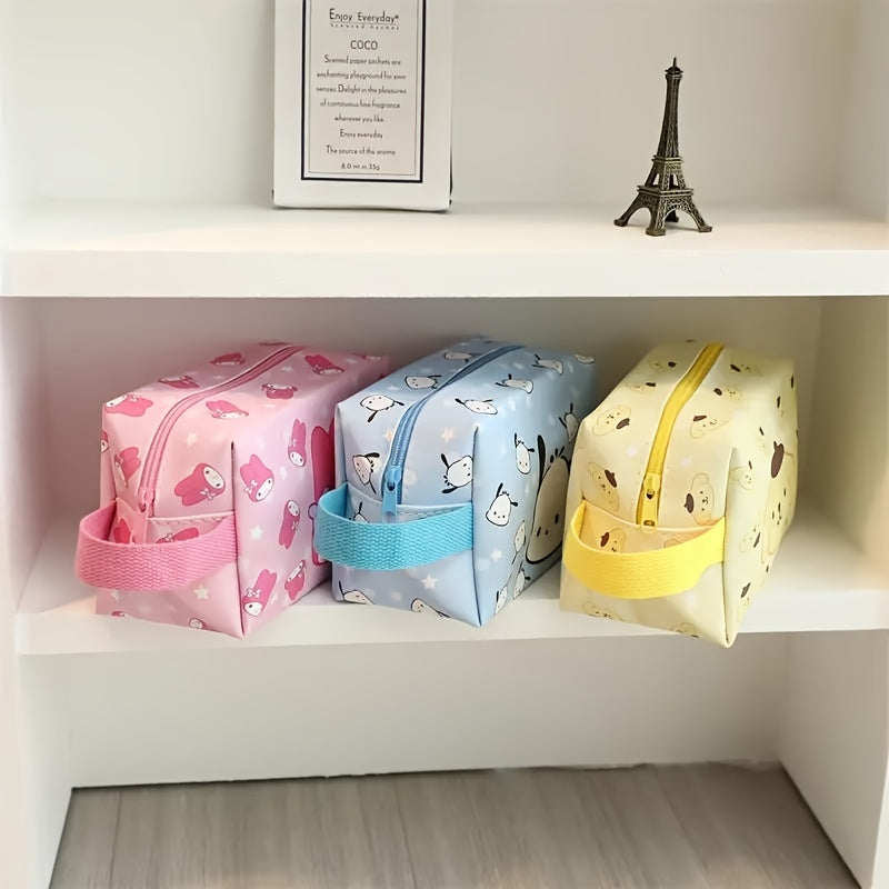 Kawaii Sanrio Spacious Leather Makeup Bag with Handle