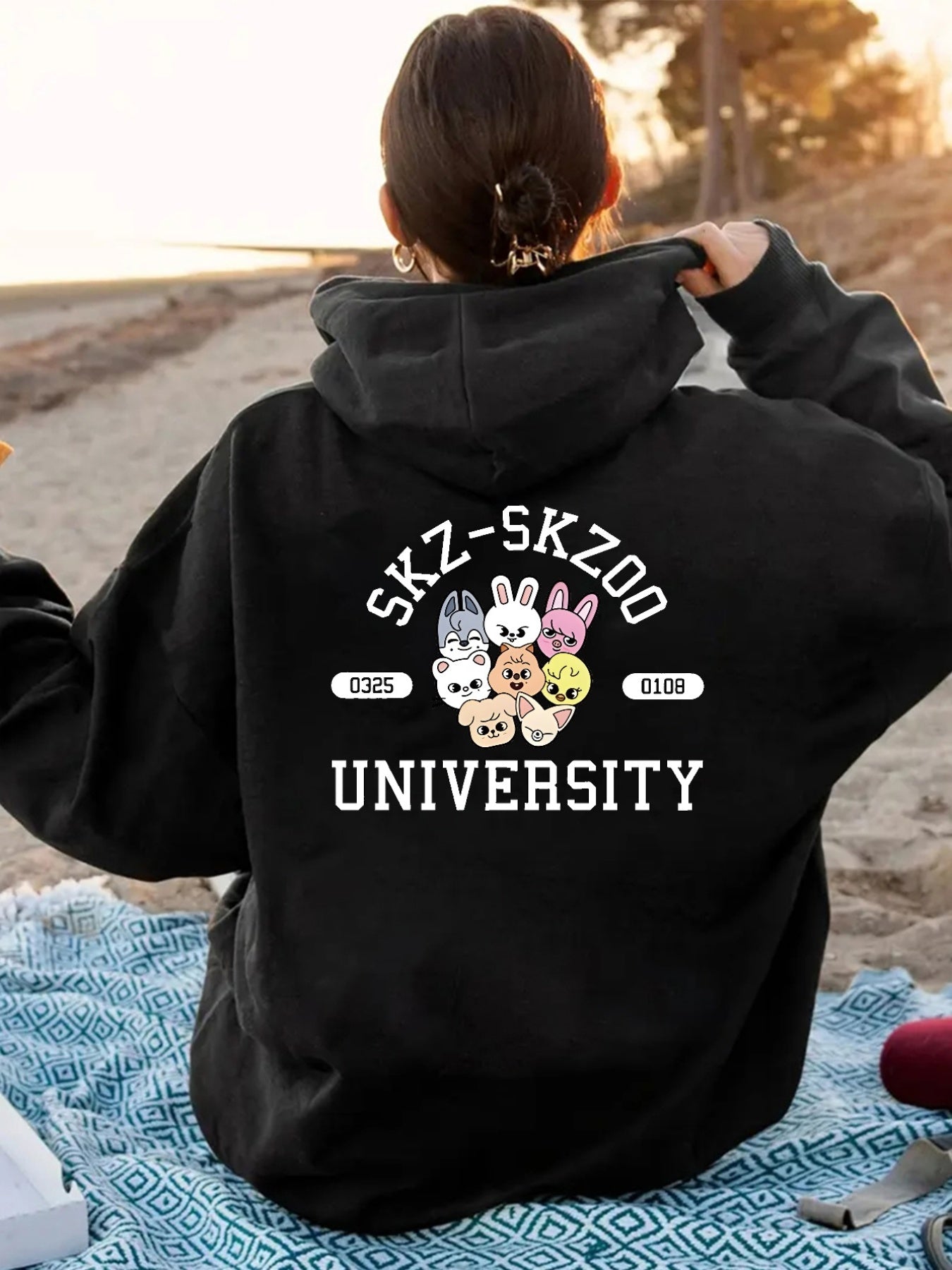 Women's Cute Animal Print Hoodie - "SKZ- SKZ 00" University