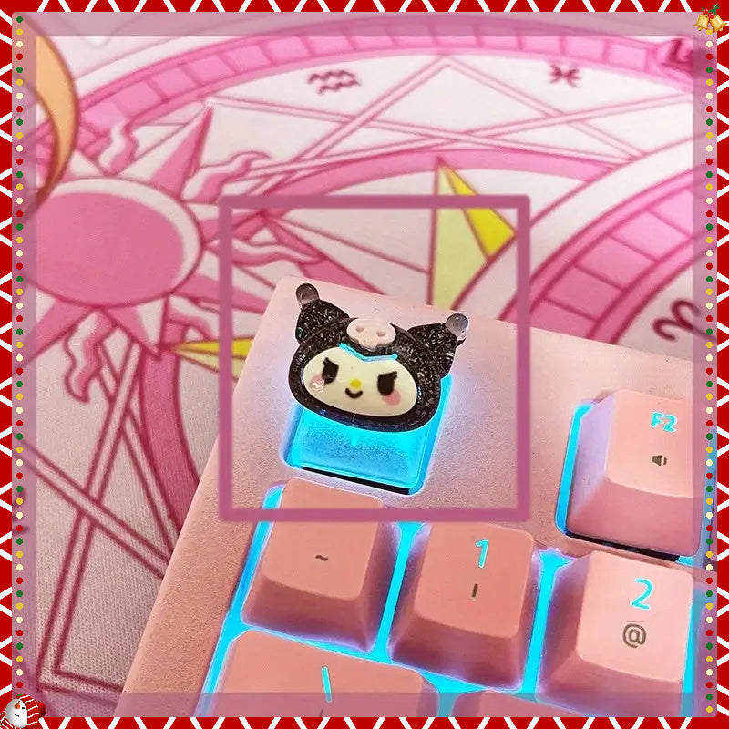Sanrio Hello Kitty Keycap - 1pc Translucent Crystal Mechanical Keyboard Decorative Keycap