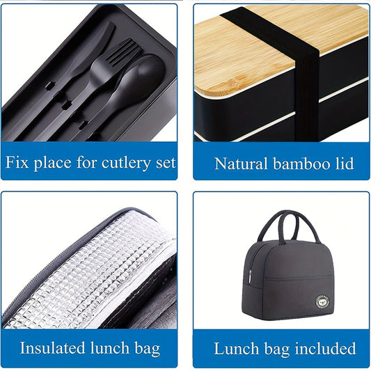Stackable Bento Japanese-Style Lunch Box with Bag