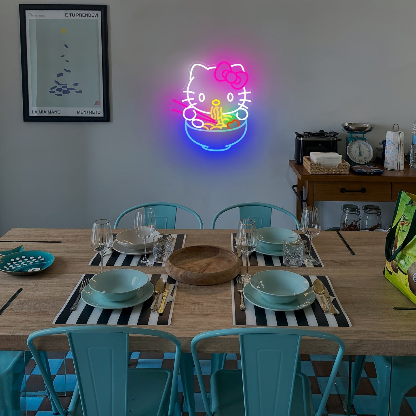 Sanrio Hello Kitty Ramen Neon Sign Wall Decor - Kawaii Japanese LED Night Light