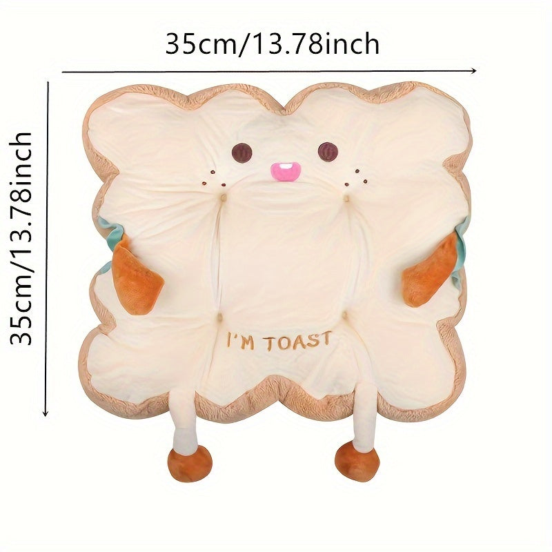 Cute and Comfortable Cartoon Toast-Shaped Seat & Back Cushion