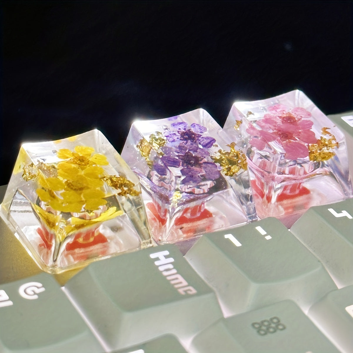Clear Real Flower Cute Keycap - Mechanical Keyboard Keycaps