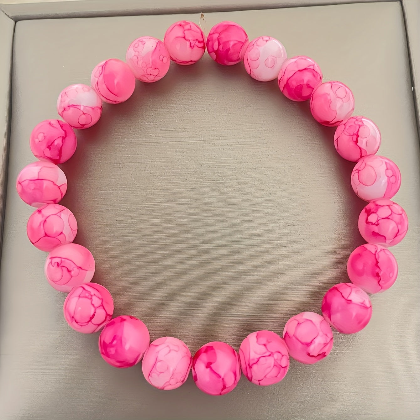 8mm Lucky Pink Stone Bracelet - Hand-Crafted Elastic Beads for Smooth Career Growth