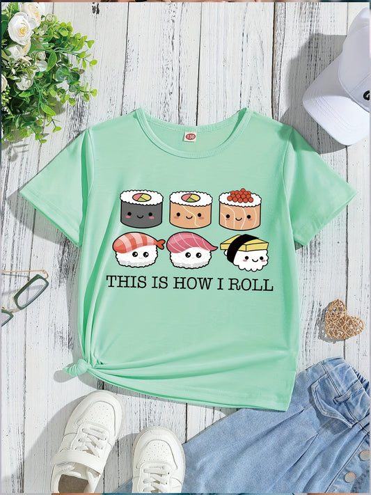 Kawaii Cute Sushi Food Pattern Print T-Shirt