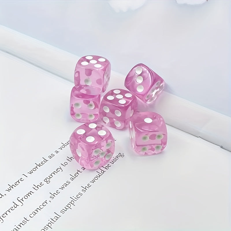 6pcs Set 16mm Pink Game Dice Set, Board Game Accessories