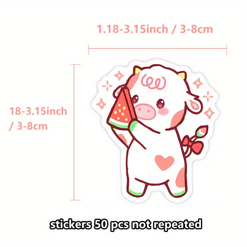 🍓 Moo-velous! 50+ Piece Cute Strawberry Cow Sticker Pack