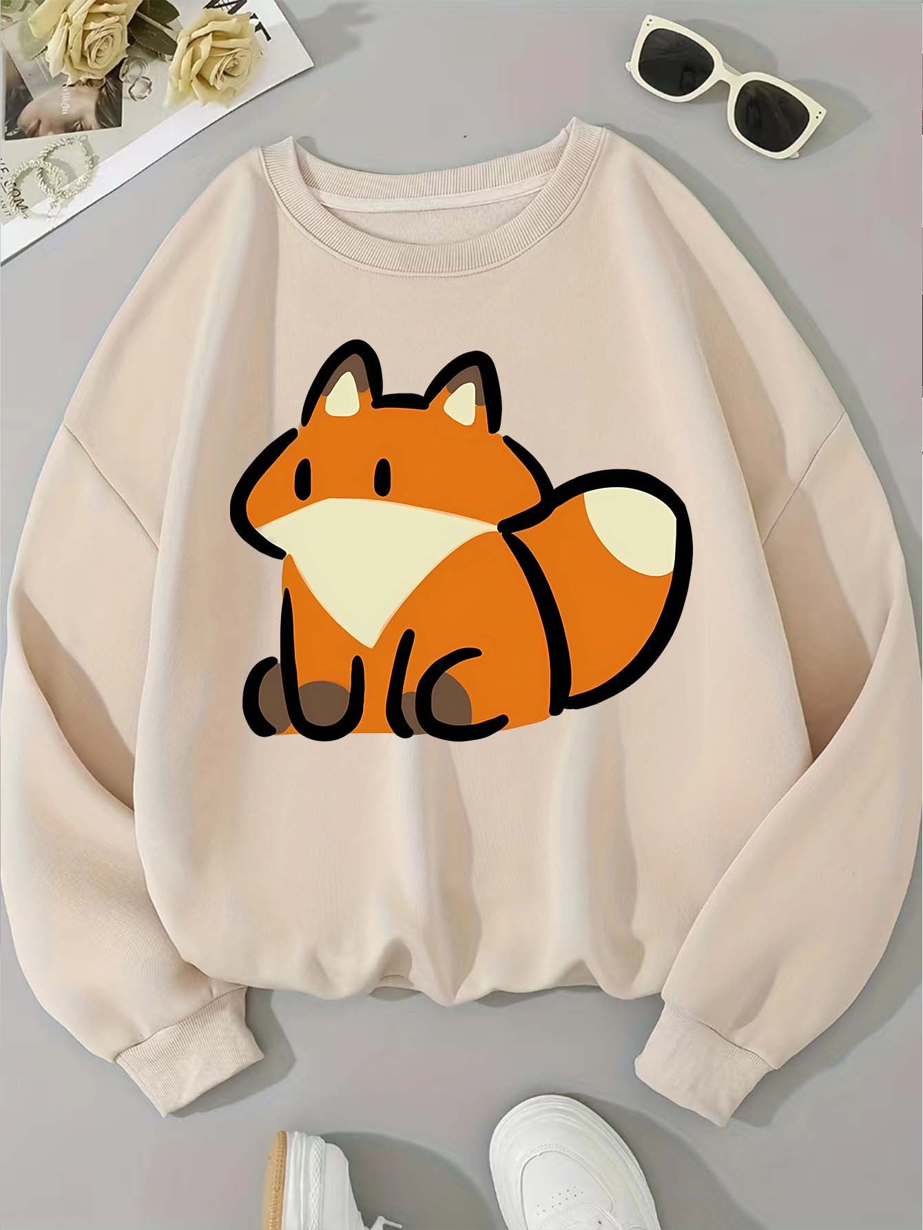 Perfect Casual Fox Lady Sweatshirt - Soft and Cute - Ideal for Sports