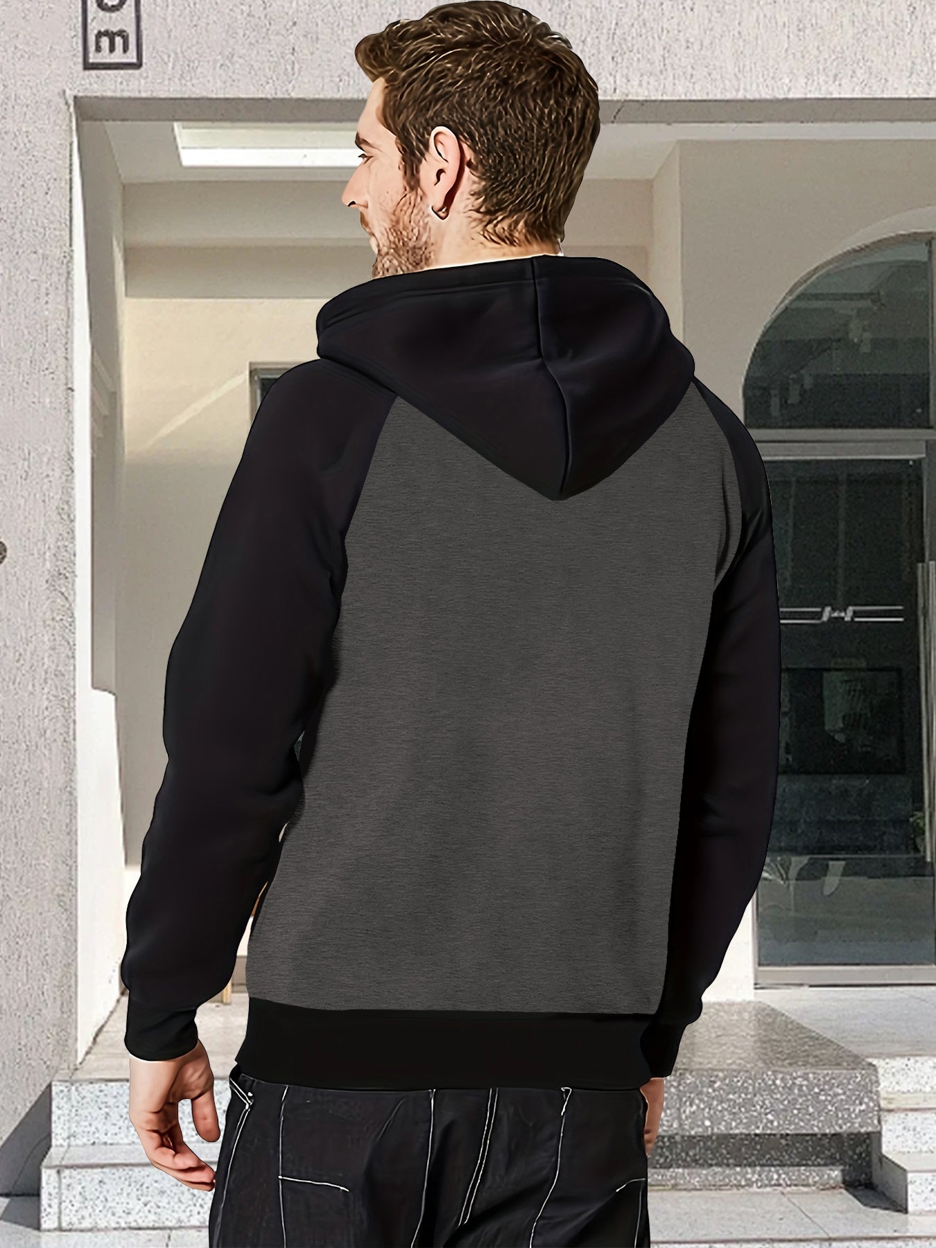 Kangaroo Pocket - Men's Cat Hoodie with Cute Black Cat Print - Cozy Fleece-Lined Pullover - Machine Washable