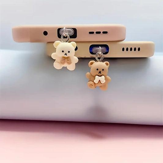 1pc Cute Bear Mobile Phone Dust Plug, Compatible with iPhone and Type-C Android Devices