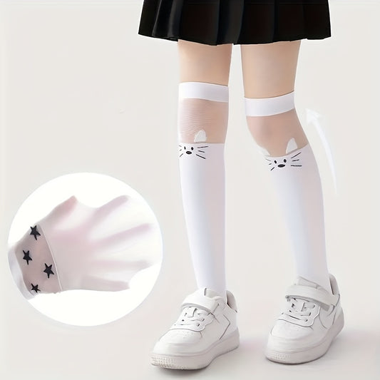 3-Pack Girls' Cute Cartoon Over-the-Knee Socks - Soft, Stretchy, and Comfortable
