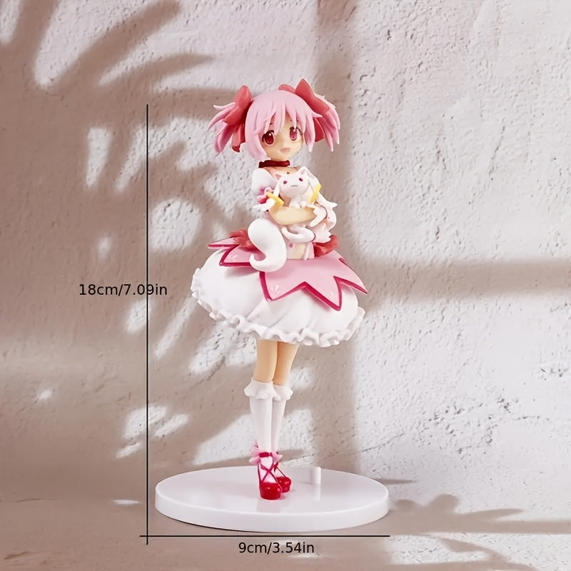 Cute Anime Girl Figurine with Cat - Collectible Statue for Desk & Car Decor, Ideal Gift for Anime Fans