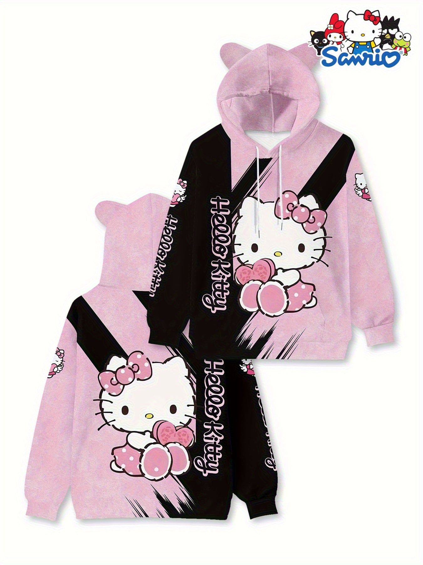 Kawaii Sanrio Hello Kitty Women' Hoodie, Novelty Cat Hoodies with Pockets
