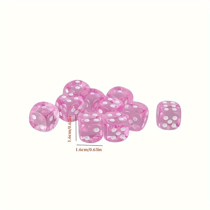 6pcs Set 16mm Pink Game Dice Set, Board Game Accessories