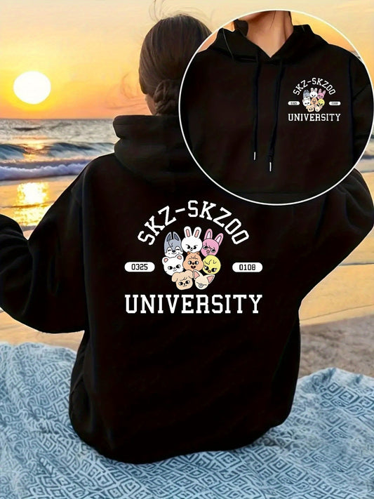 Women's Cute Animal Print Hoodie - "SKZ- SKZ 00" University