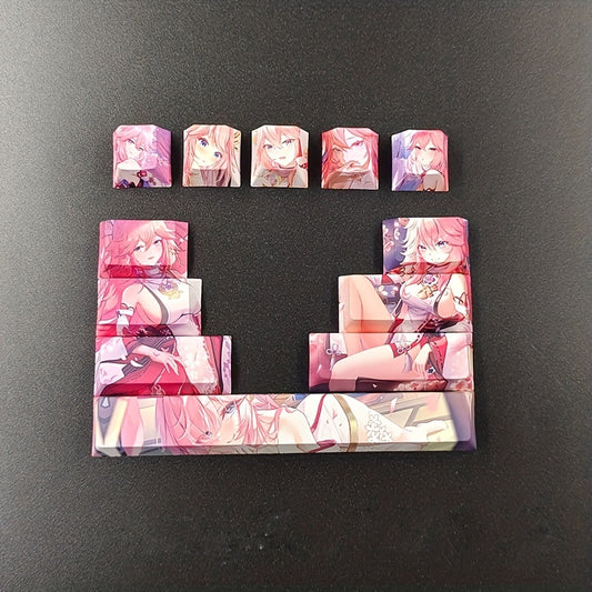 12-Key Anime Character Design Keycaps - Unique Mechanical Keyboard Accessories