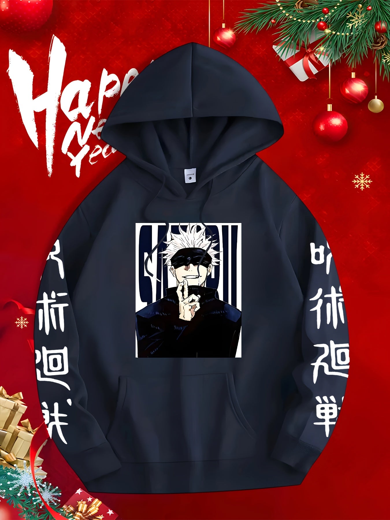 Women's & Men's Anime Ninja Graphic Hooded Sweatshirt - Japanese Manga Print Pullover with One-Piece Hood