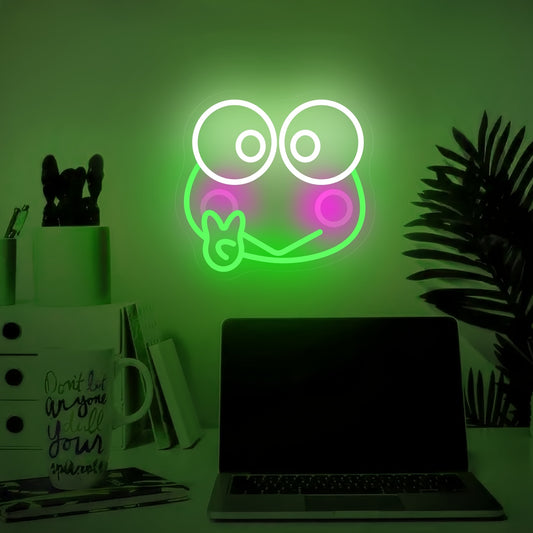 Kawaii Sanrio Neon Sign for Wall Decor, Japanese Kawaii Frog LED Nigh Light for Home
