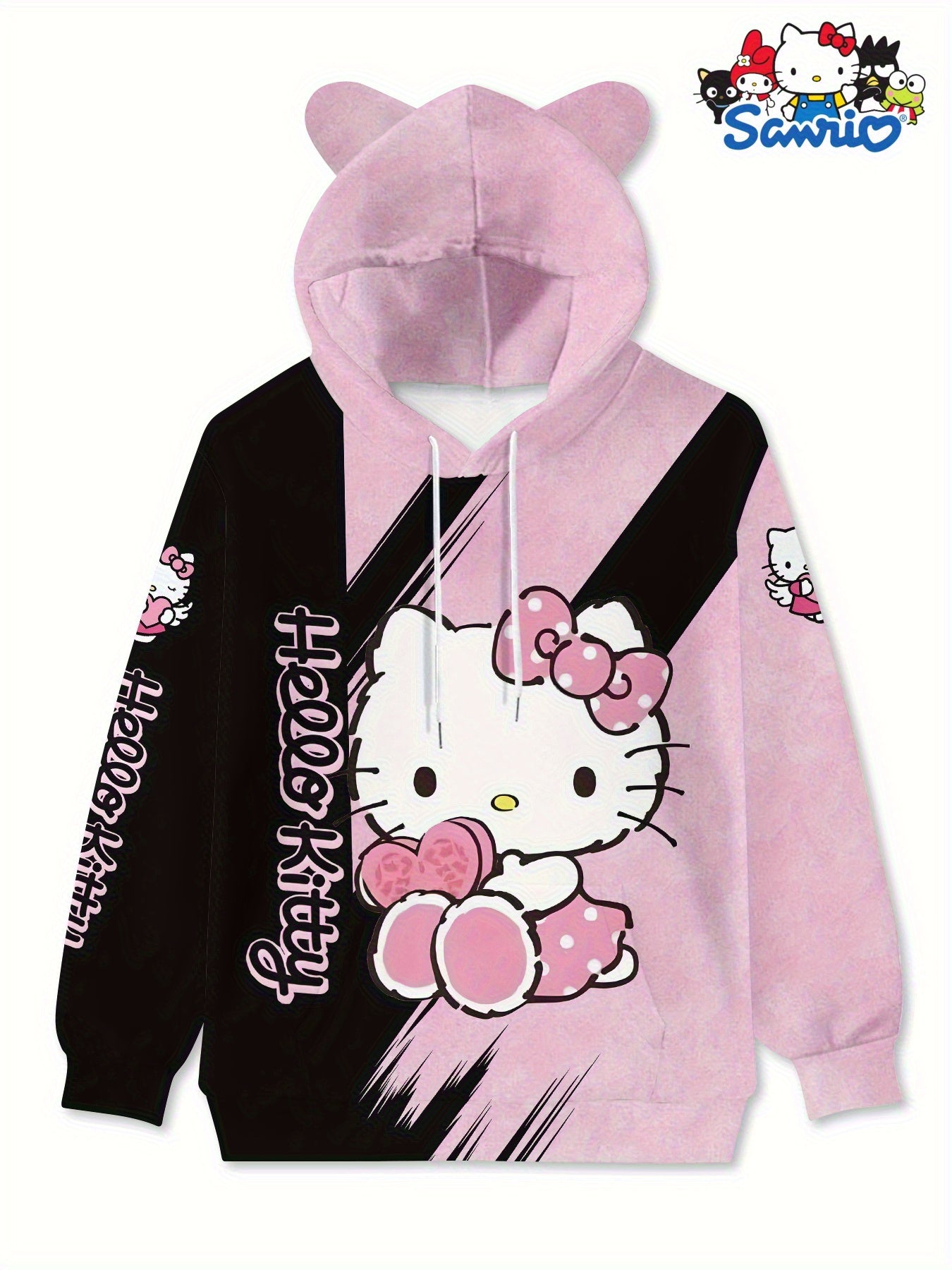 Kawaii Sanrio Hello Kitty Women' Hoodie, Novelty Cat Hoodies with Pockets