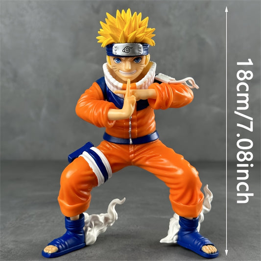 Naruto Figurine Uzumaki Classic Style Action Figure | Restoring Orange Battle Outfit & Rasengan Hand Seal Pose, Konoha Headband, Iconic Hairstyle | Collector' Grade