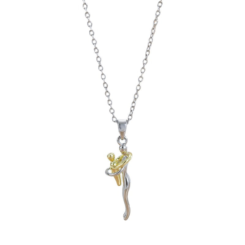 The Eternal Bond Necklace: Mother & Child Hugging Pendant