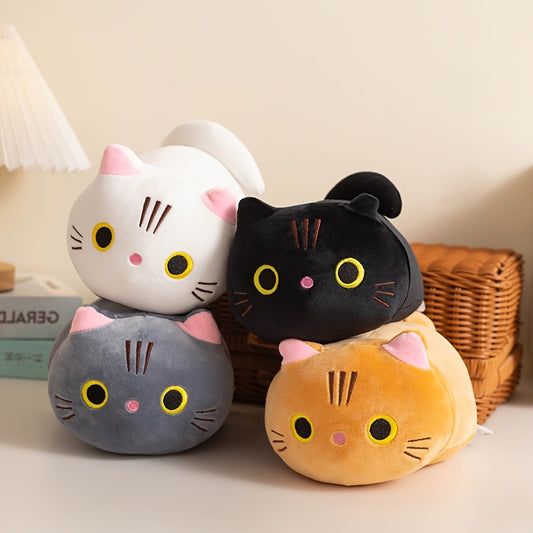 10 inch Mushroom Bear Cartoon Cat Plush Toy, Soft Stuffed Kitten in White, Black, Orange, Gray - Cute Gift for Boys and Girls