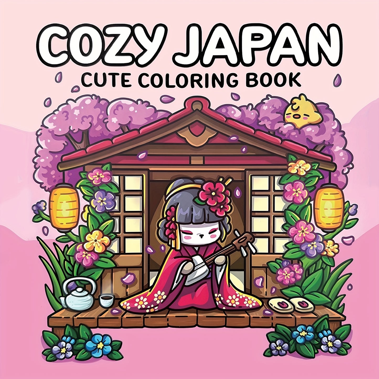 Cozy Japan Coloring Book (44 Pages) - Simple Stress-Relief Art for Adults & Teens