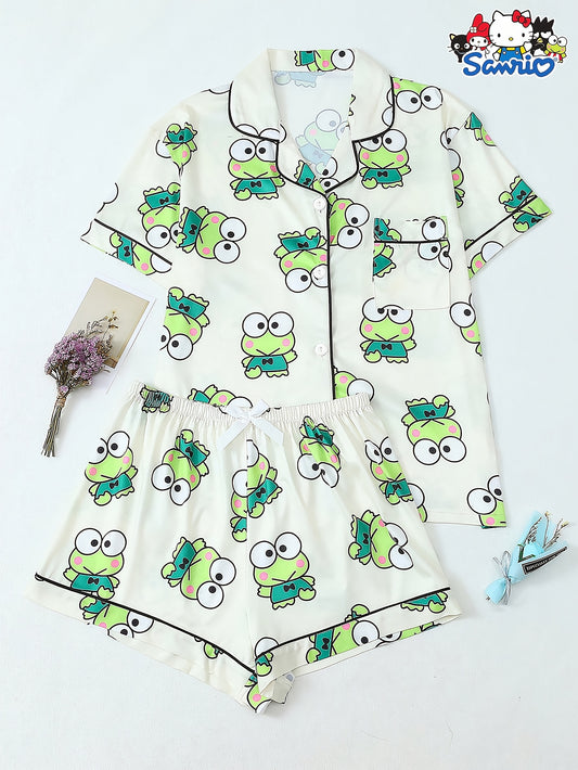 Sanrio Kawaii Frog Pajama Set for Women