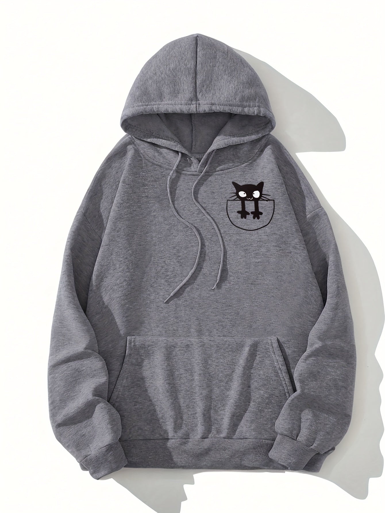 Cat Hoodies for Adults - Winter Hooded Sweatshirt with Cute Cat & Kitten Print - Hoodie with Cat Ear Collar-like Design - Cozy Pullover Sweater, Regular Fit (No-Sew Applique)