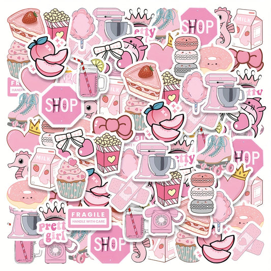 46pcs Peach Color Small Object Stickers, 2pcs of Each of 23 Styles, Small and Exquisite Creative Decorative Stickers