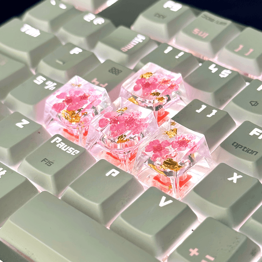 Clear Real Flower Cute Keycap -  Mechanical Keyboard Keycaps