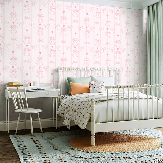 Cute Wallpaper Bows Coquette Aesthetic - Peel and Stick