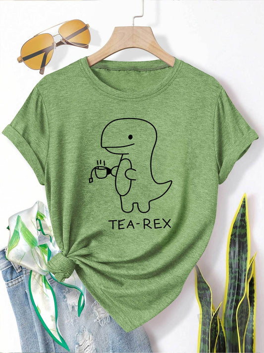 Adorable Tea-Rex Graphic T-Shirt for Tea Drinkers