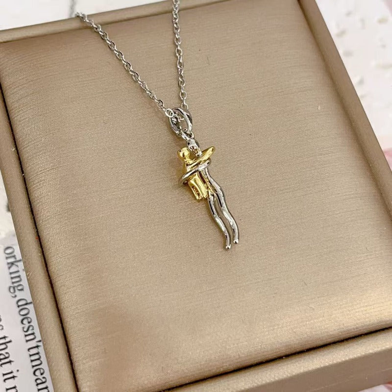 The Eternal Bond Necklace: Mother & Child Hugging Pendant