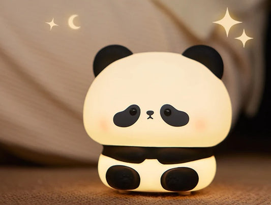 Panda LED Night Light Cute Silicone Night Light USB Rechargeable Touch Night Lamp Bedroom Timing Lamp Decoration Children's Gift Home Decor